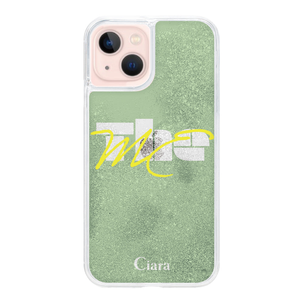 iPhone13ケース グリッター オイルクリアケース テーマ グリーン