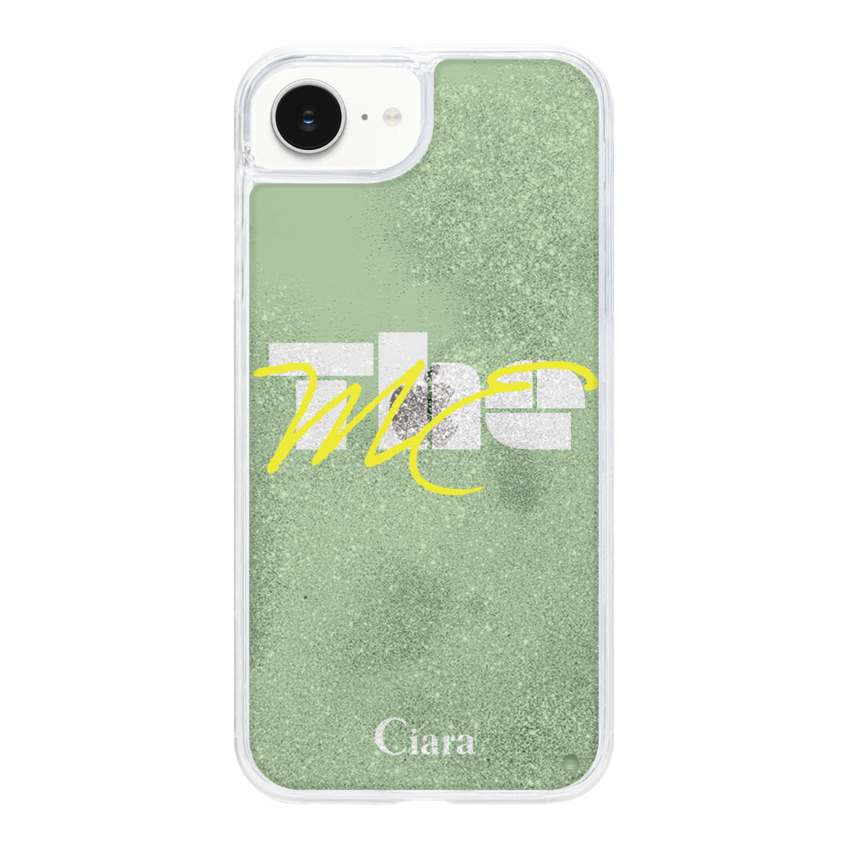 iPhone16e グリッター オイルクリアケース テーマ グリーン