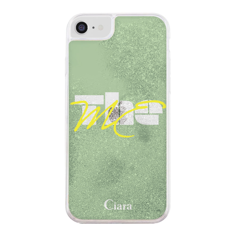 iPhone6/7/8/SE2/SE3ケース グリッター オイルクリアケース テーマ グリーン