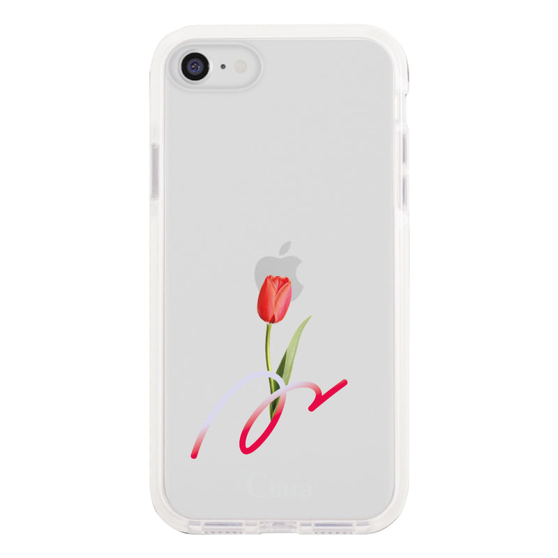 iPhoneケース クッションバンパー 耐衝撃クリアケース チューリップ