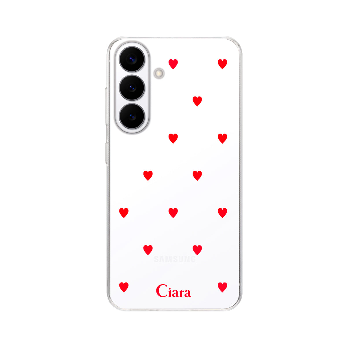 GalaxyS26 クリアケース カラーハート レッド