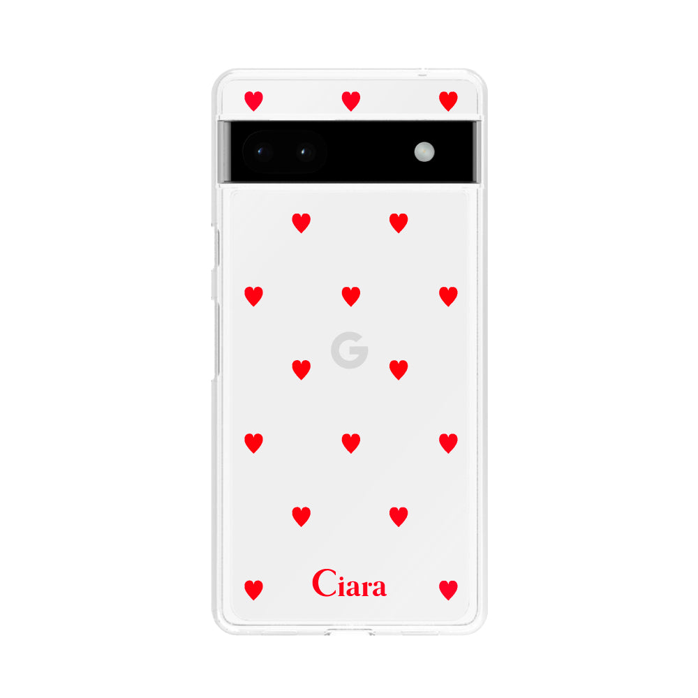 GooglePixel6a クリアケース カラーハート レッド