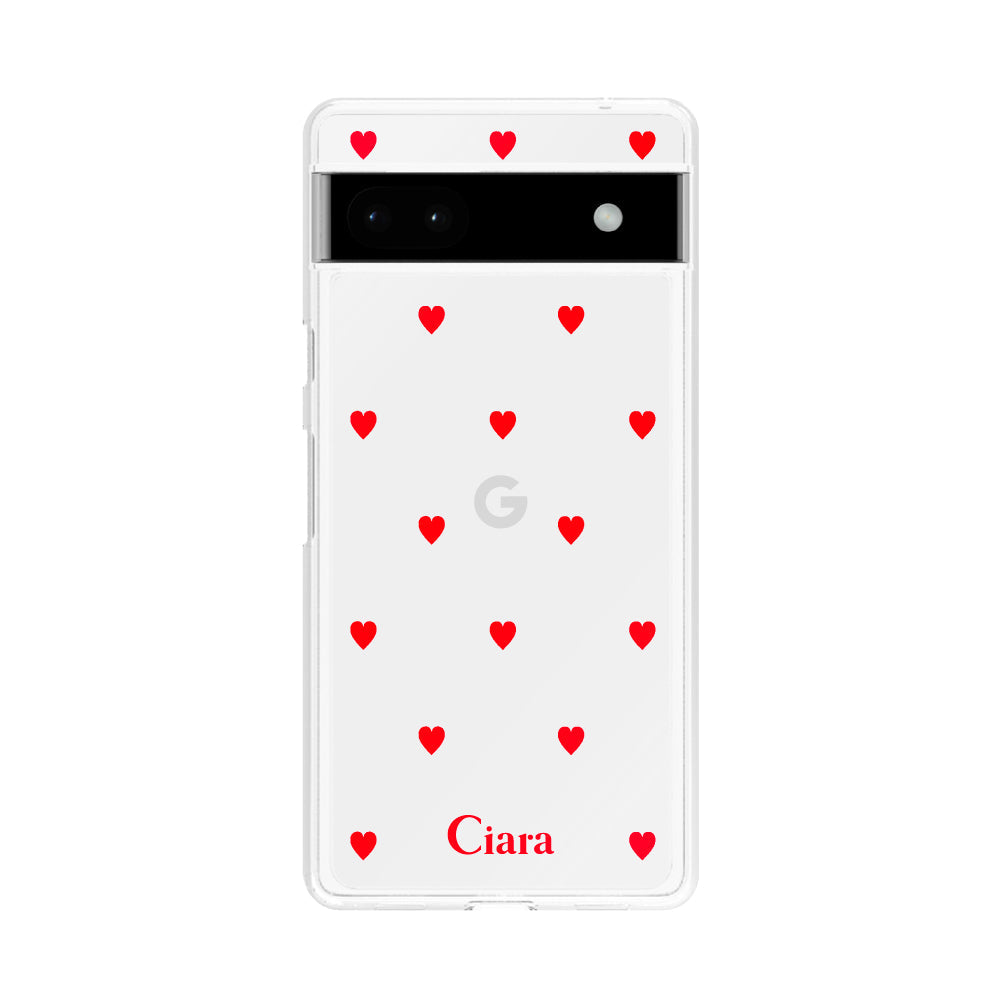 GooglePixel6aケース クリアケース カラーハート レッド