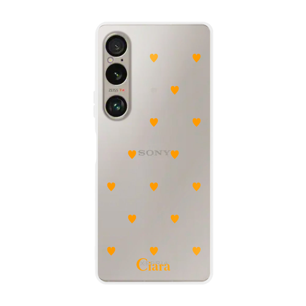 Xperia10VI クリアケース カラーハート オレンジ