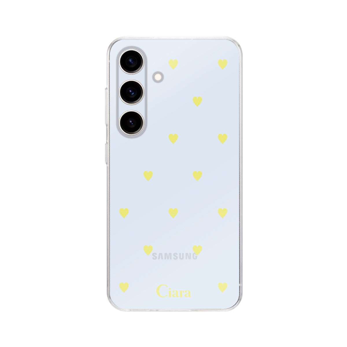 GalaxyS25 クリアケース カラーハート イエロー