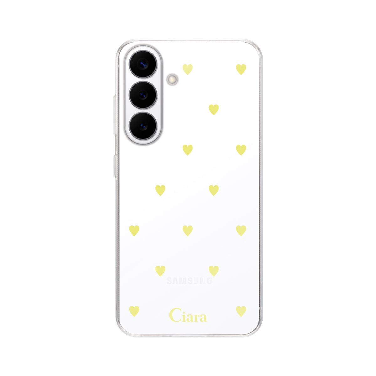 GalaxyS26 クリアケース カラーハート イエロー
