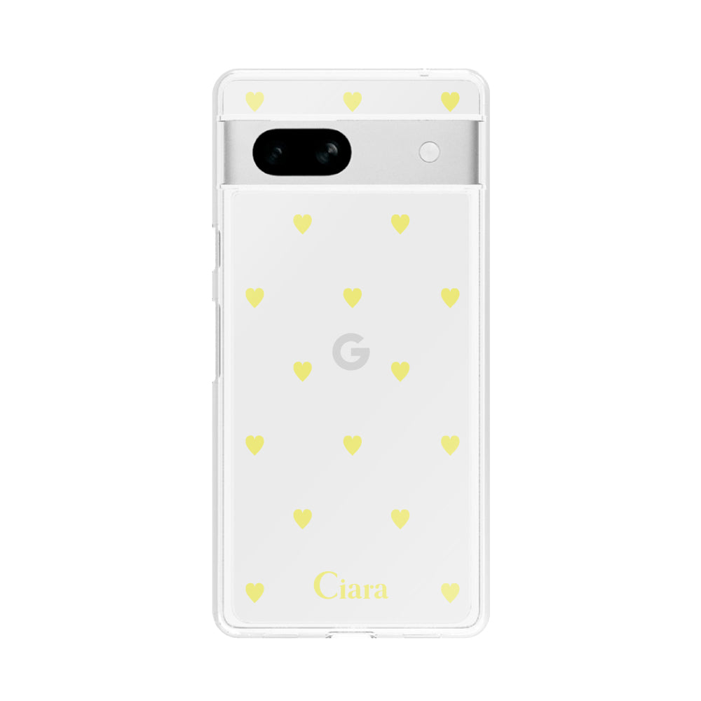 GooglePixel7aケース クリアケース カラーハート イエロー
