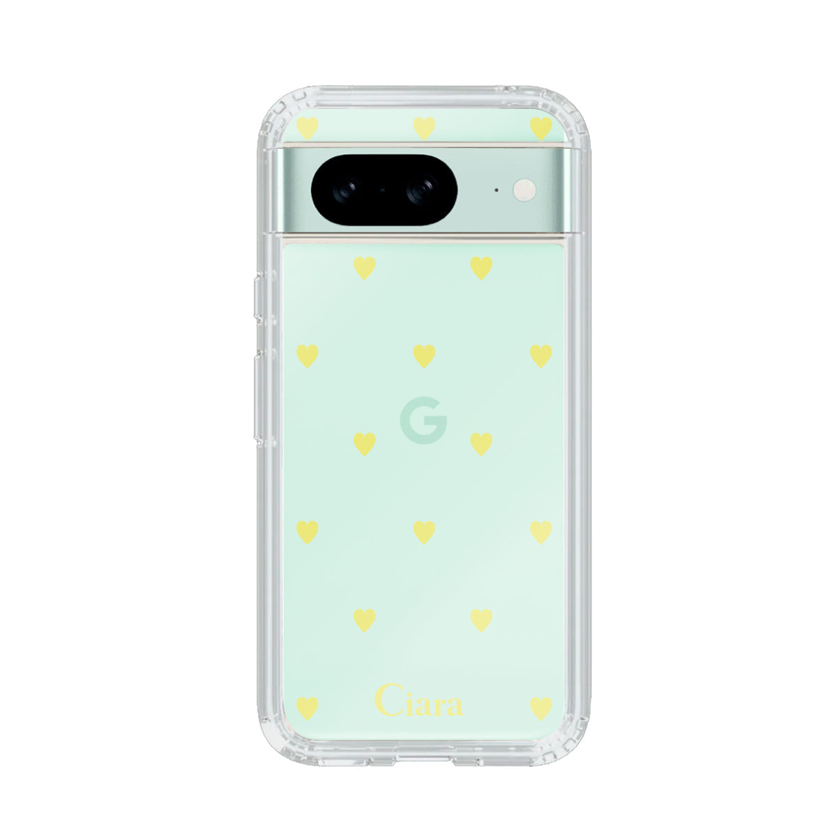 GooglePixel8 クリアケース カラーハート イエロー