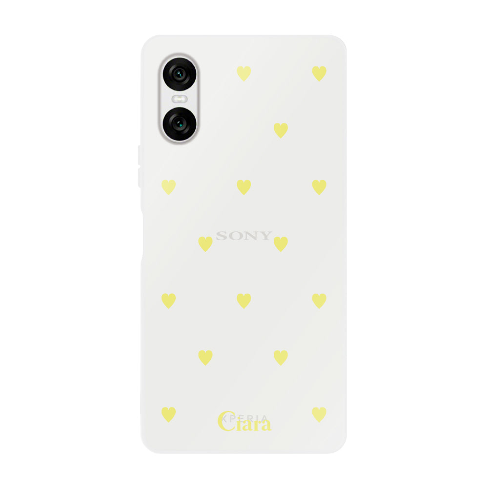 Xperia10VIケース クリアケース カラーハート イエロー