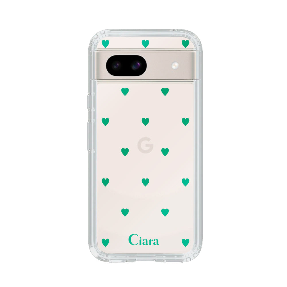 GooglePixel8aケース クリアケース カラーハート グリーン