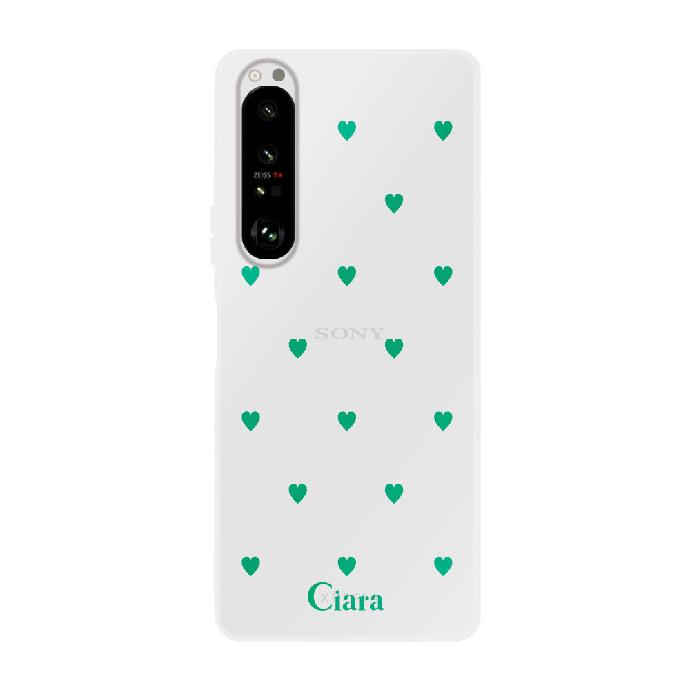 Xperia1Ⅱ クリアケース カラーハート グリーン