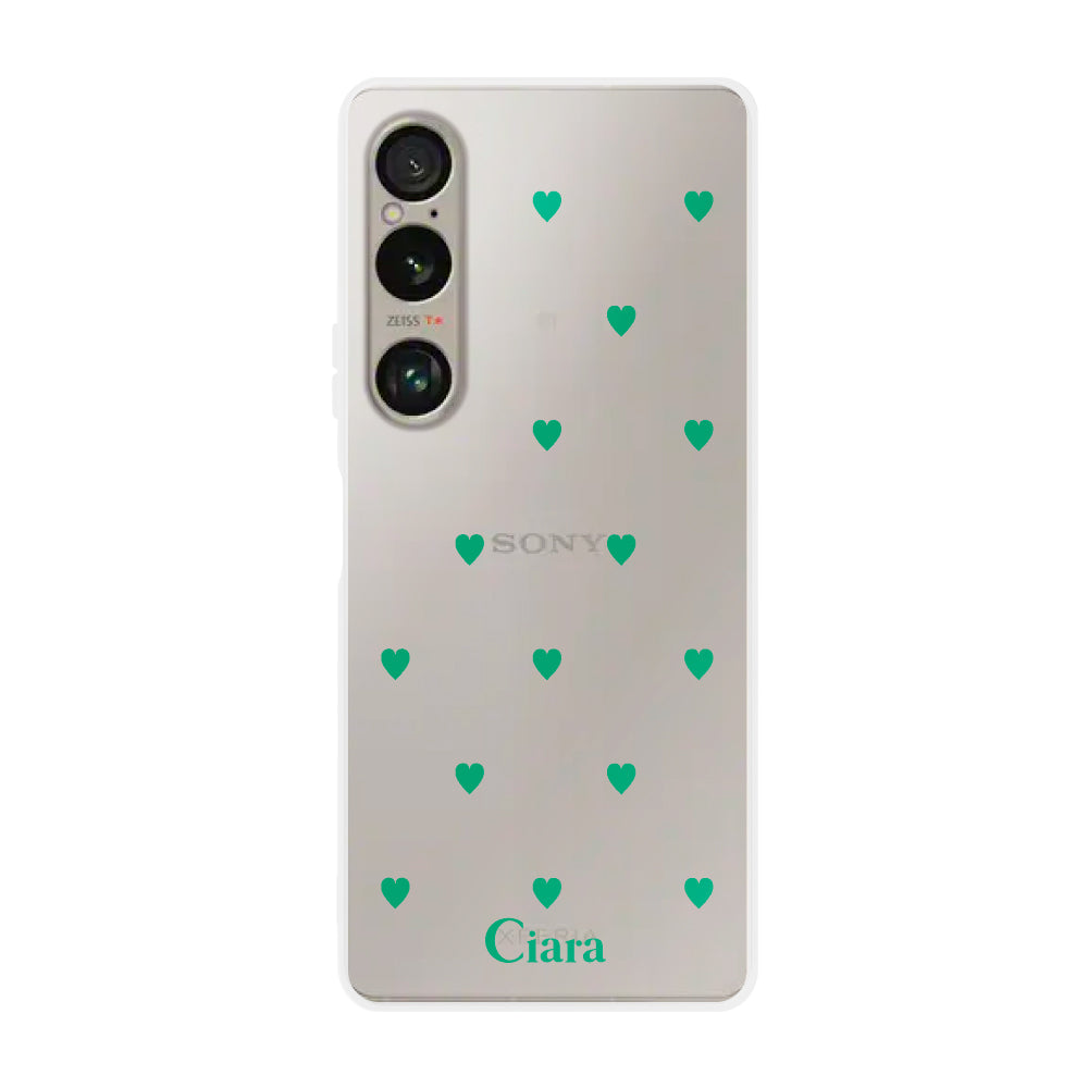 Xperia10VI クリアケース カラーハート グリーン