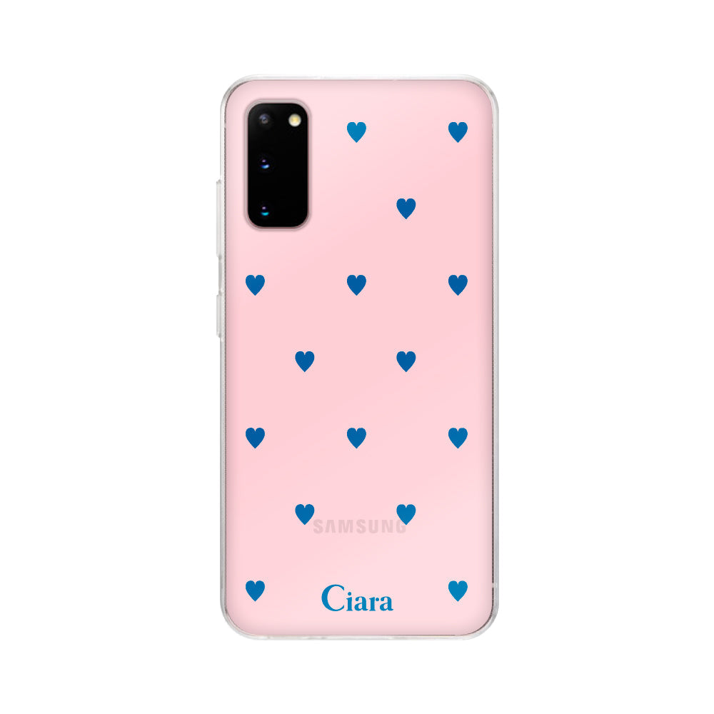 GalaxyS20ケース クリアケース カラーハート ブルー