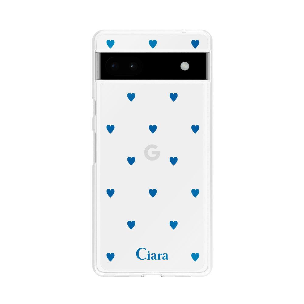 GooglePixel6a クリアケース カラーハート ブルー