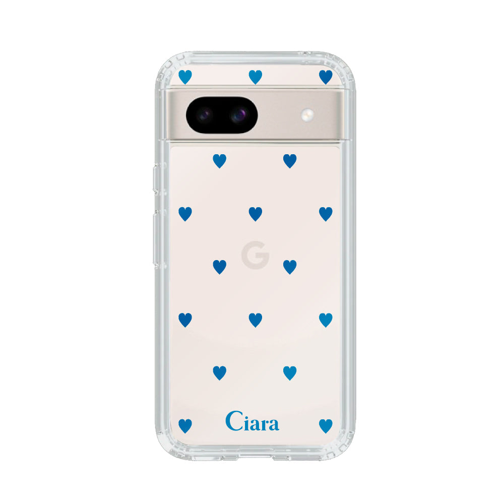 GooglePixel8aケース クリアケース カラーハート ブルー