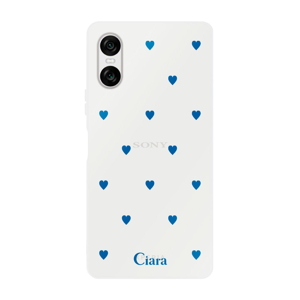 Xperia1Ⅶ クリアケース カラーハート ブルー