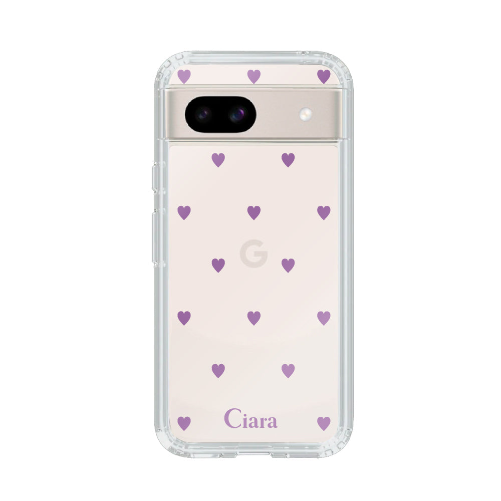 GooglePixel8aケース クリアケース カラーハート パープル
