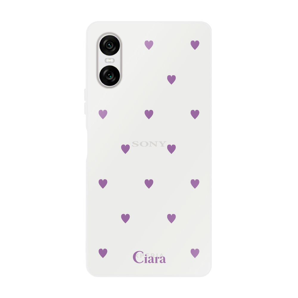 Xperia1Ⅶ クリアケース カラーハート パープル
