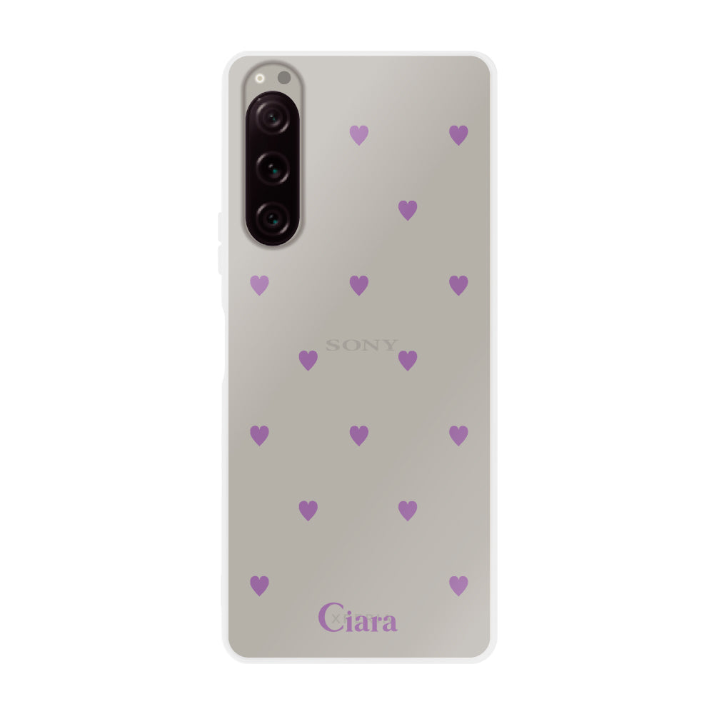Xperia1Ⅳ クリアケース カラーハート パープル