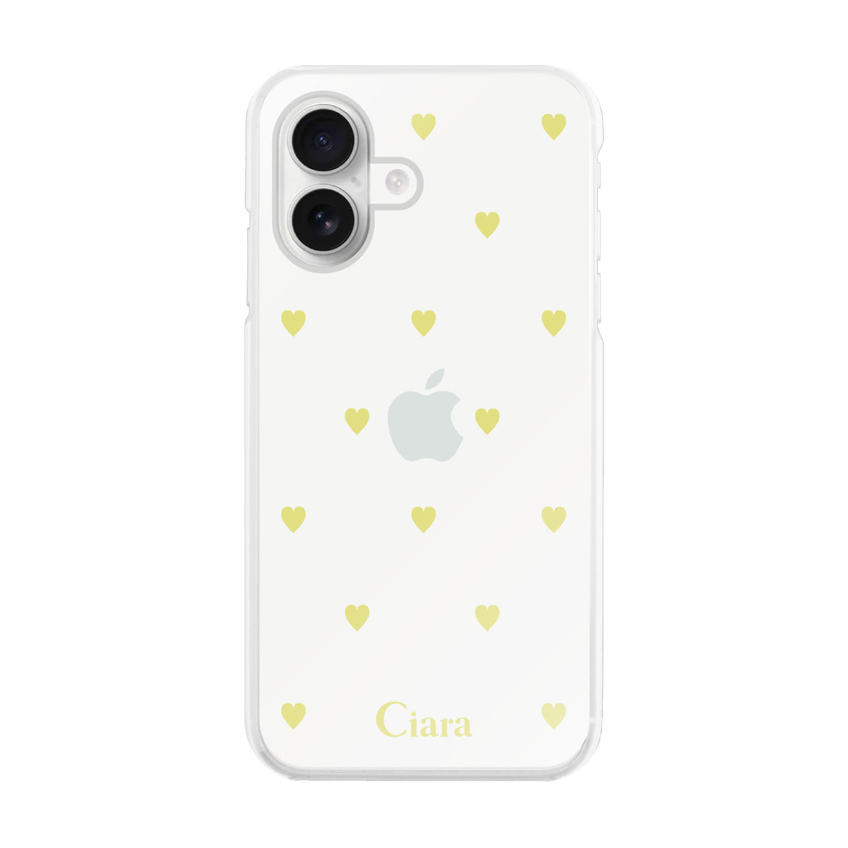 iPhone16 ハイブリッド クリアケース カラーハート イエロー