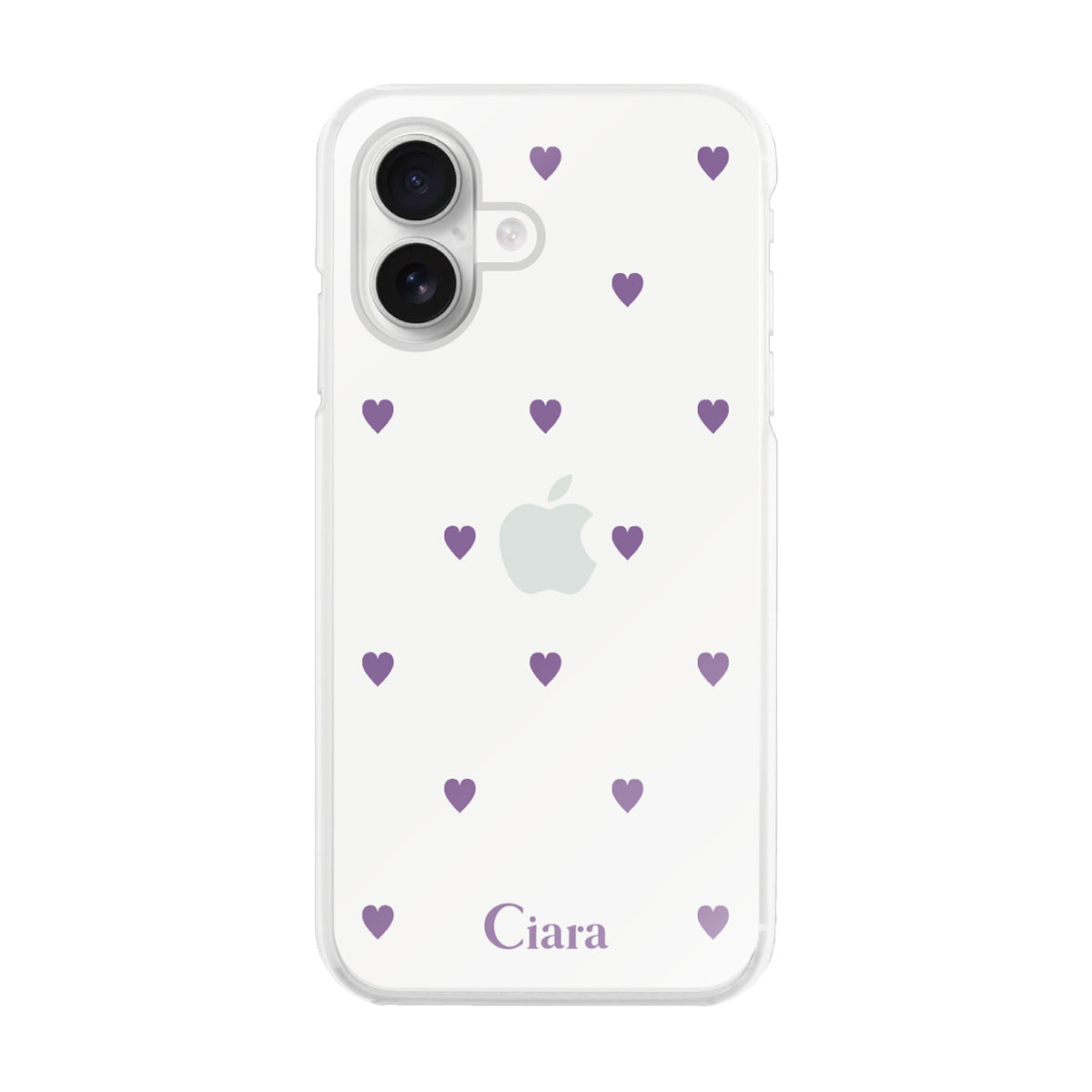 iPhone16 ハイブリッド クリアケース カラーハート パープル