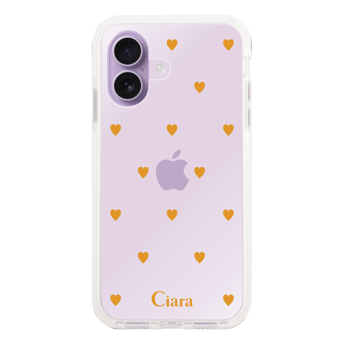 iPhone17 クッションバンパー 耐衝撃クリアケース カラーハート オレンジ