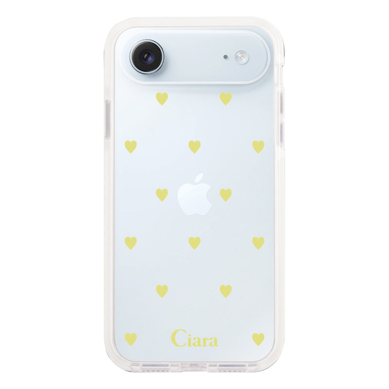iPhoneケース クッションバンパー 耐衝撃クリアケース カラーハート