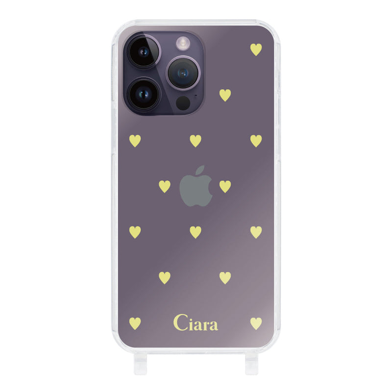 iPhoneケース ストラップクリアケース カラーハート