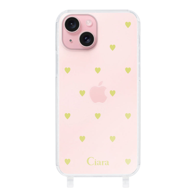 iPhoneケース ストラップクリアケース カラーハート