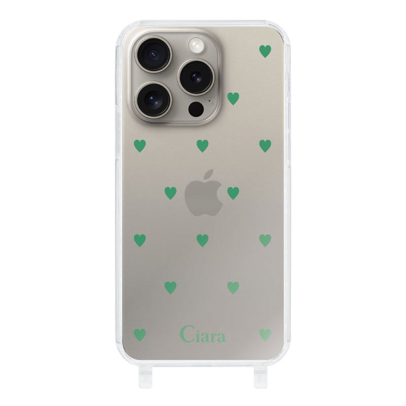 iPhoneケース ストラップクリアケース カラーハート