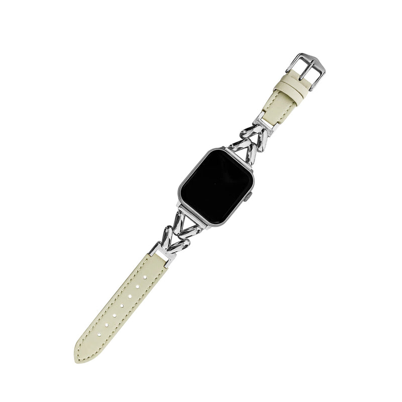 AppleWatch メタルチェーンPUレザーアップルウォッチバンド