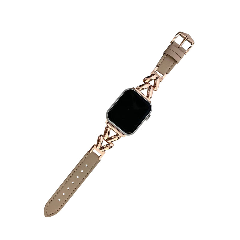 AppleWatch メタルチェーンPUレザーアップルウォッチバンド