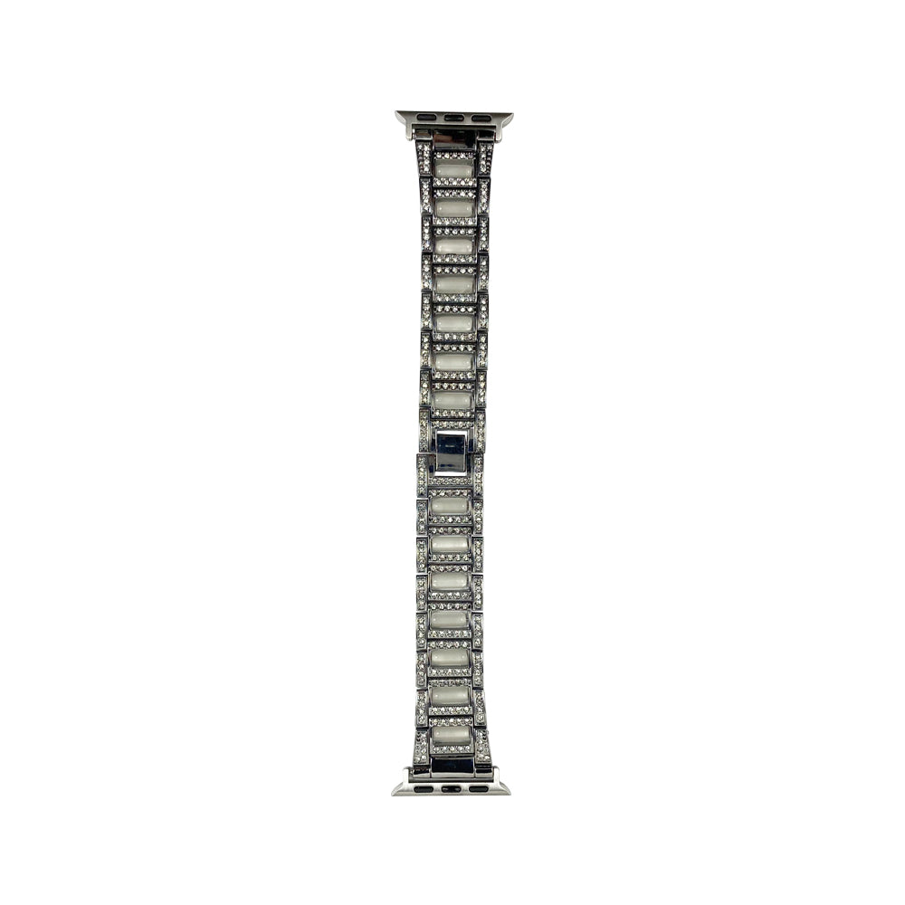 38mm/40mm/41mm/42mm(Series10) メタルビジューレジンアップルウォッチバンド シルバー