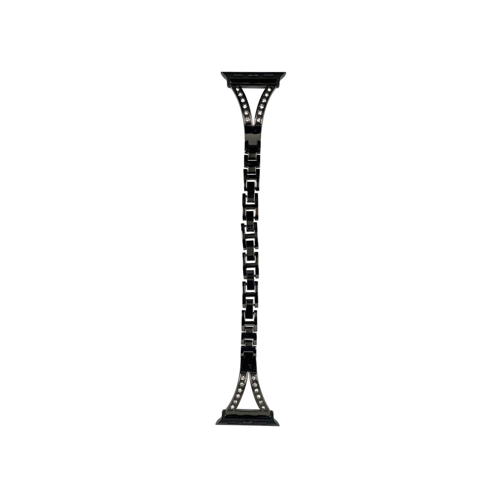 38mm/40mm/41mm/42mm(Series10) メタルVビジュースリムアップルウォッチバンド ブラック