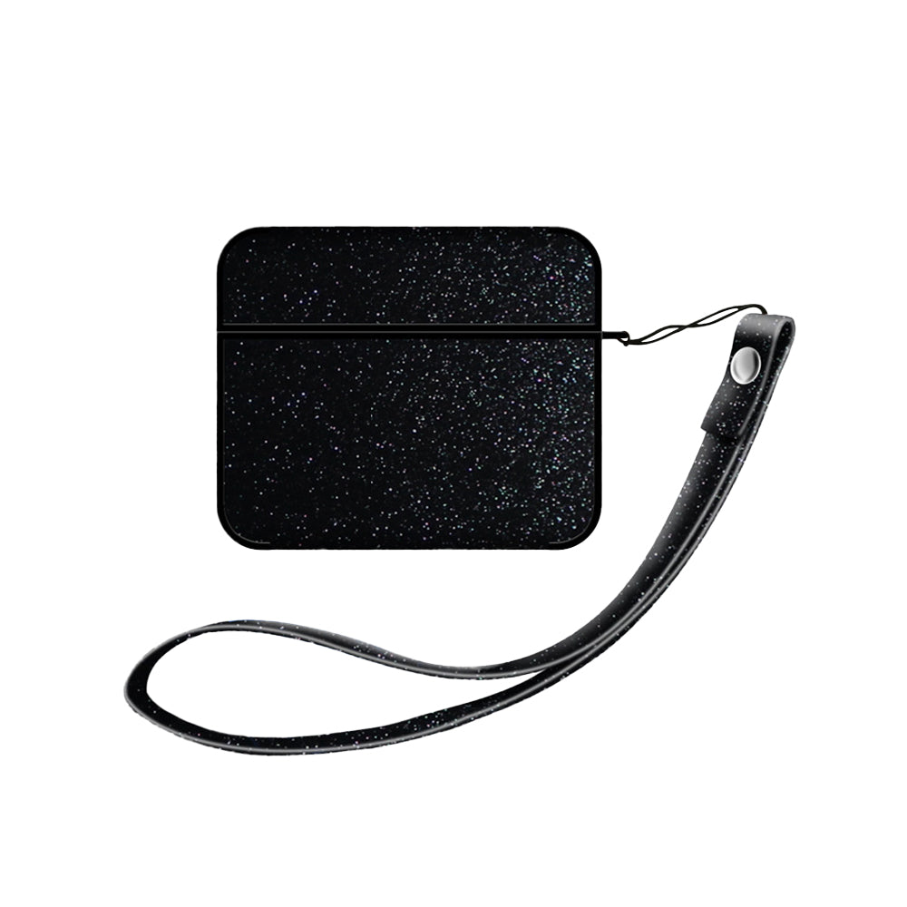 グリッター PUレザー スクエア ストラップ付き プティ ブラック