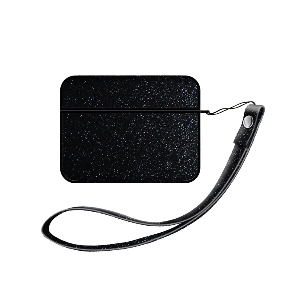 グリッター PUレザー スクエア ストラップ付き プティ ブラック