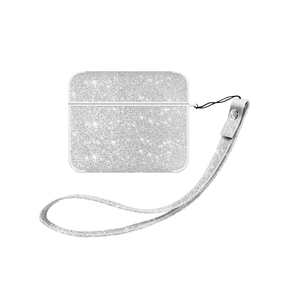 グリッター PUレザー スクエア ストラップ付き プティ シルバー