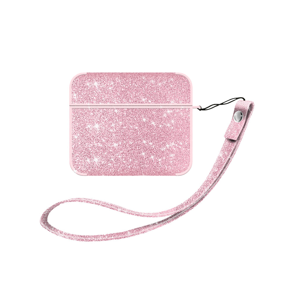 グリッター PUレザー スクエア ストラップ付き プティ ピンク