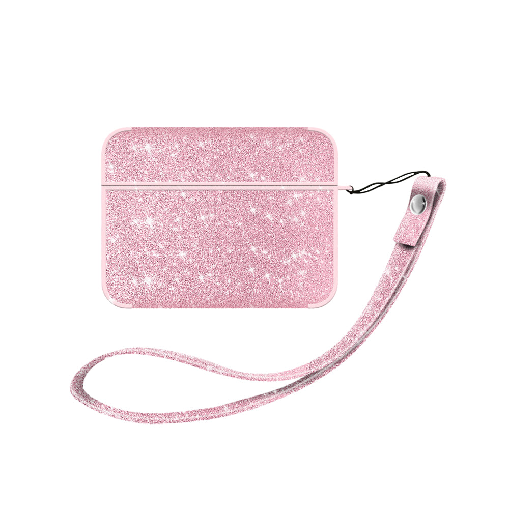 グリッター PUレザー スクエア ストラップ付き プティ ピンク