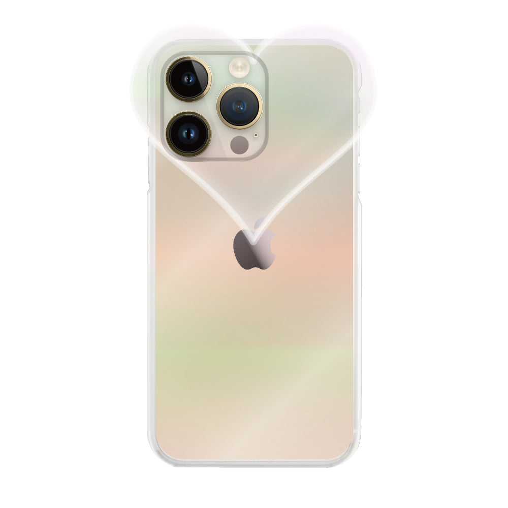 iPhone14Proケース ハートクリア TPUクリアケース プティ オーロラ