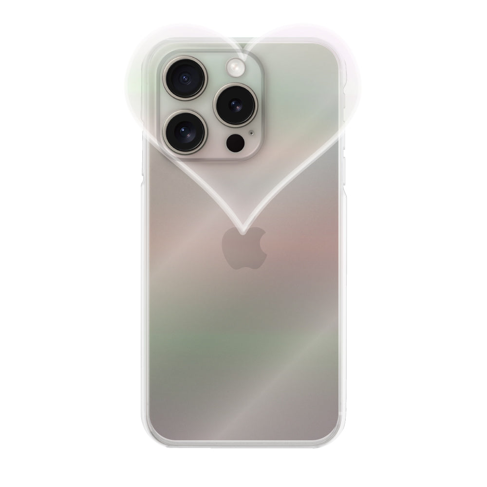 iPhone15Proケース ハートクリア TPUクリアケース プティ オーロラ