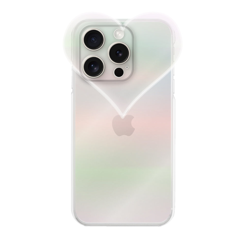 iPhone15ProMaxケース ハートクリア TPUクリアケース プティ オーロラ