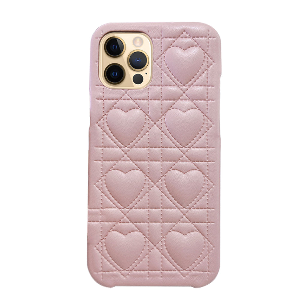 iPhone11Pro ハートキルティングPU レザーケース プティ ピンク