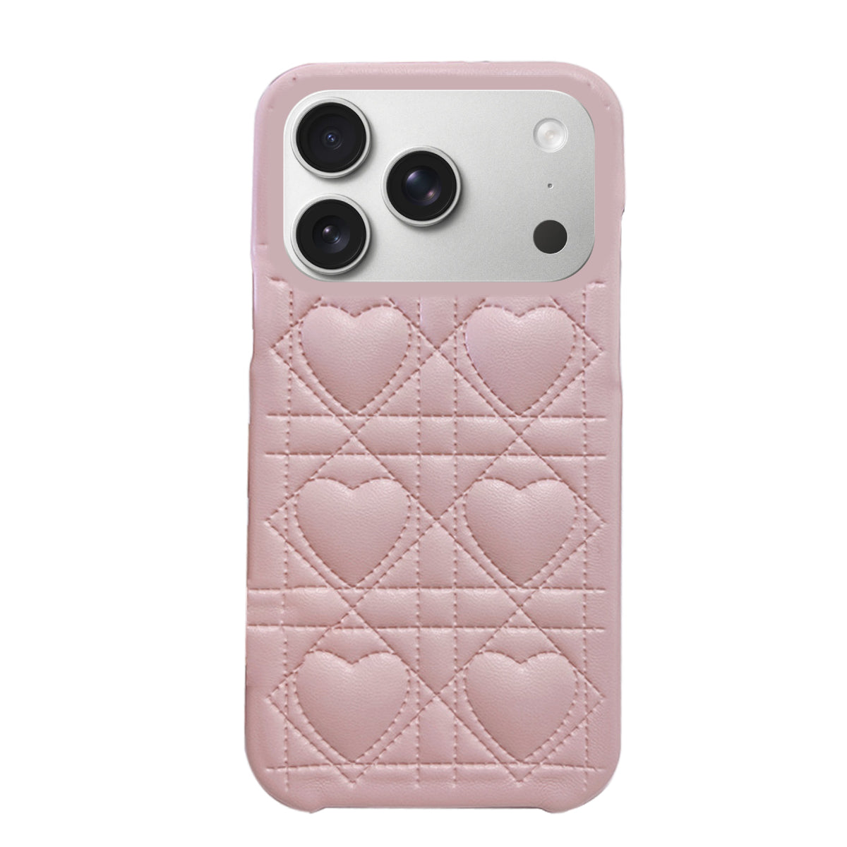 iPhone17Pro ハートキルティングPU レザーケース プティ ピンク