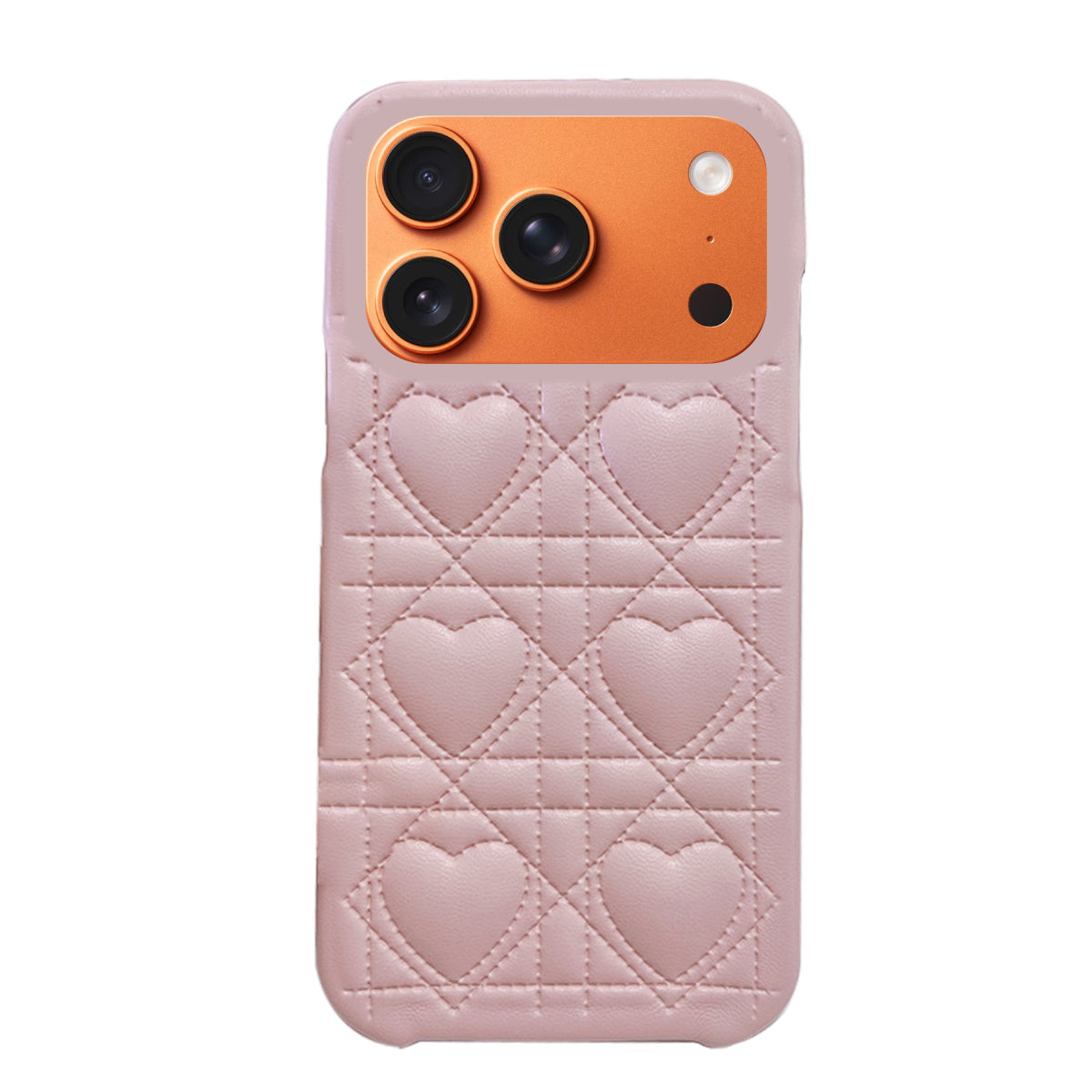 iPhone17ProMax ハートキルティングPU レザーケース プティ ピンク