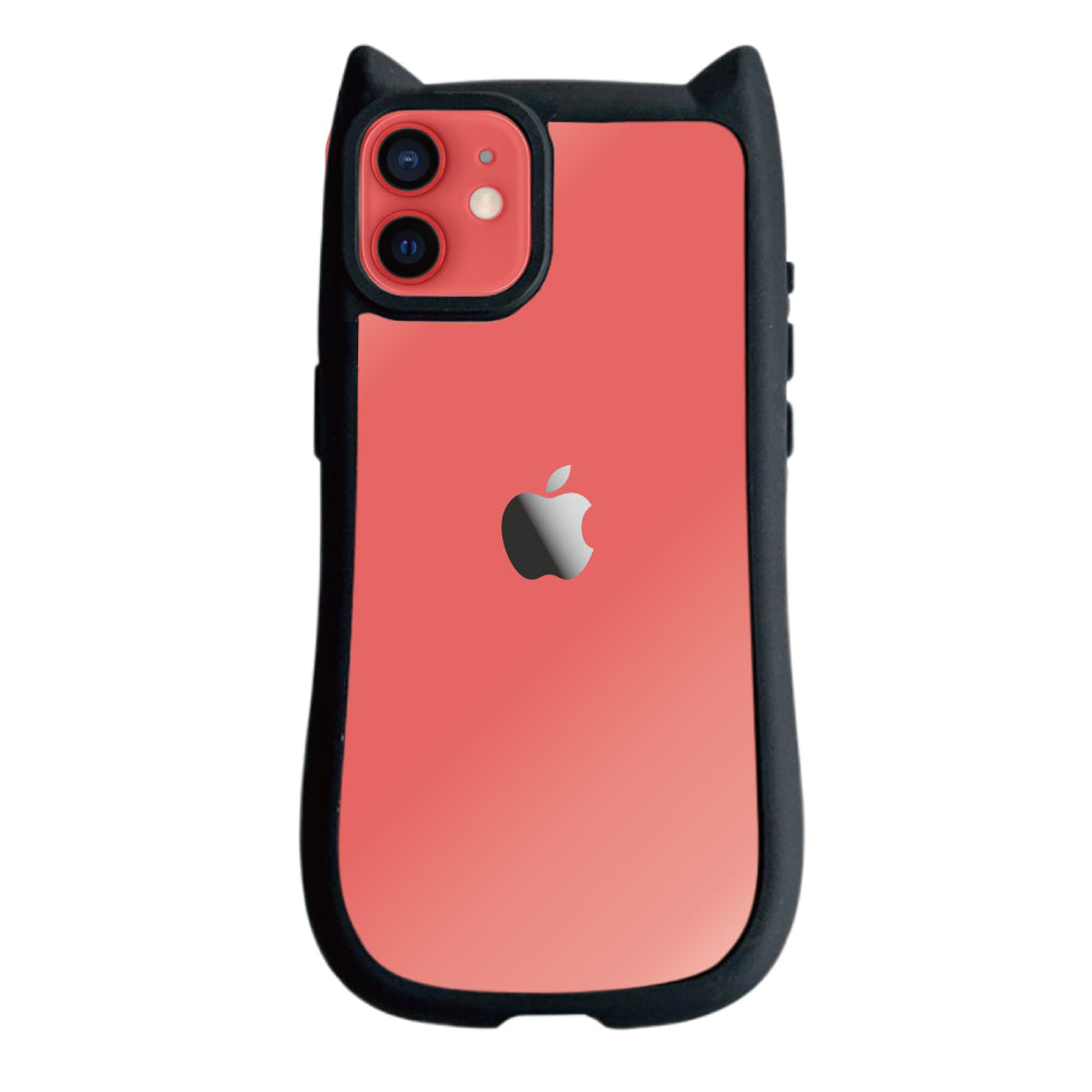 iPhone11 ネコミミグリップ 耐衝撃クリアケース プティ ブラック