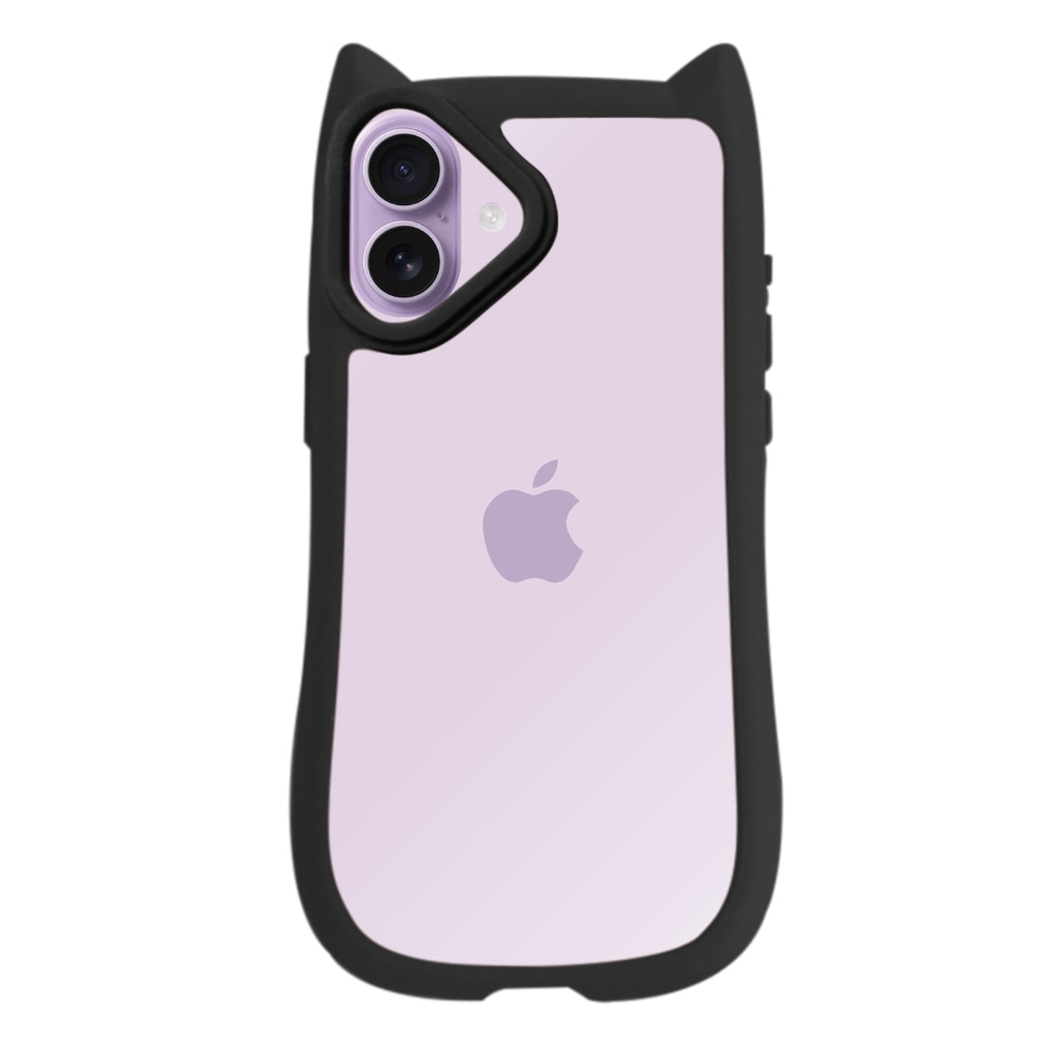 iPhone17 ネコミミグリップ 耐衝撃クリアケース プティ ブラック