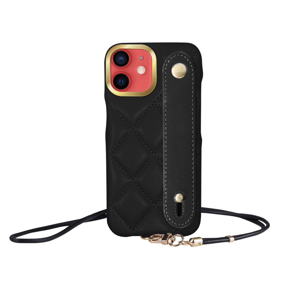 iPhone11 バンドキルティングPUレザーストラップ プティ ブラック