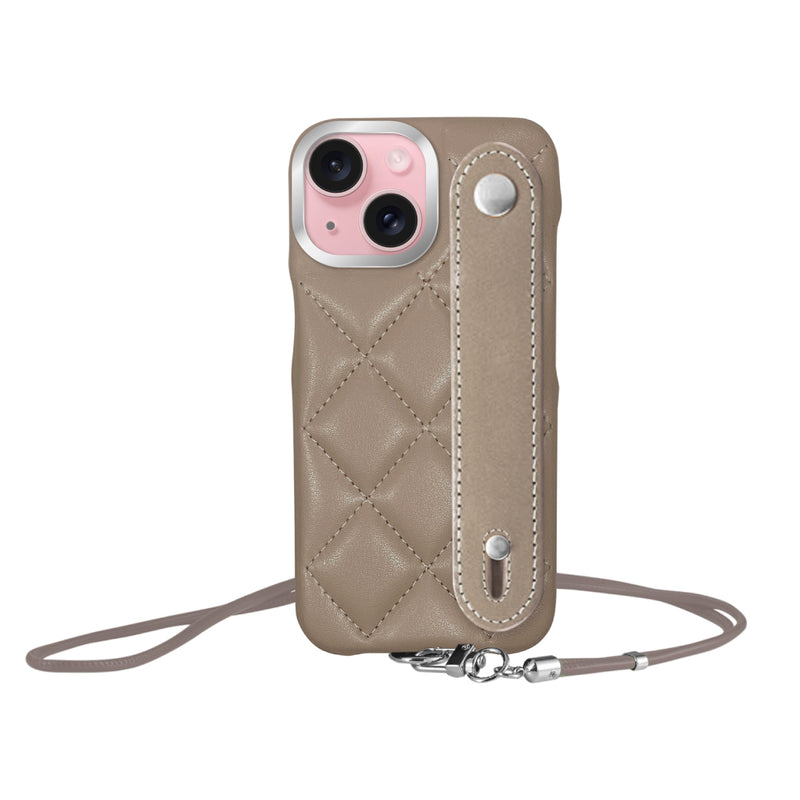 iPhoneケース バンドキルティングPUレザーストラップ プティ