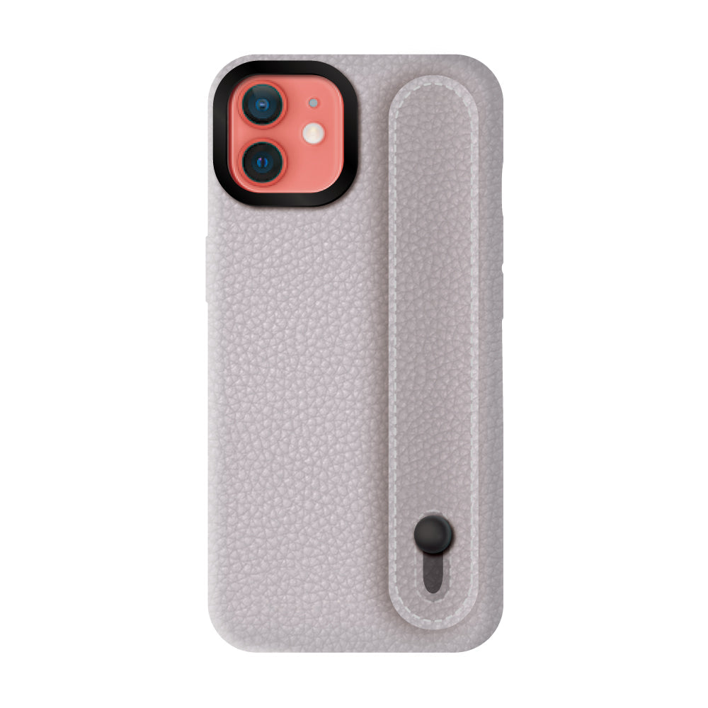 iPhone11ケース バンドシュリンクレザー プティ グレー/ブラック